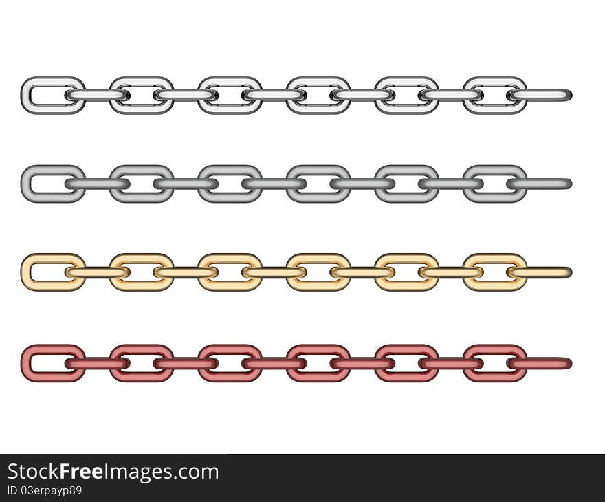 3d chains of different materials. 3d chains of different materials