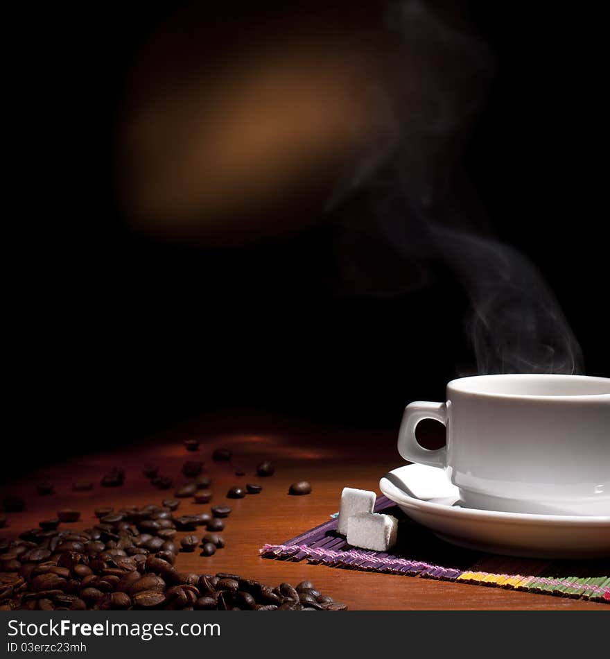 Beautiful coffee still-life on a black background