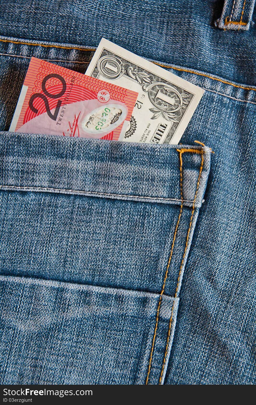 Money in jean pocket