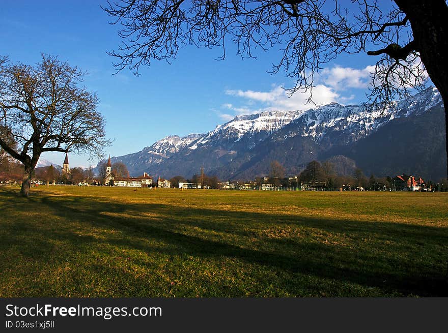 Swiss Village In The Alps,Switzerland. Swiss Village In The Alps,Switzerland.