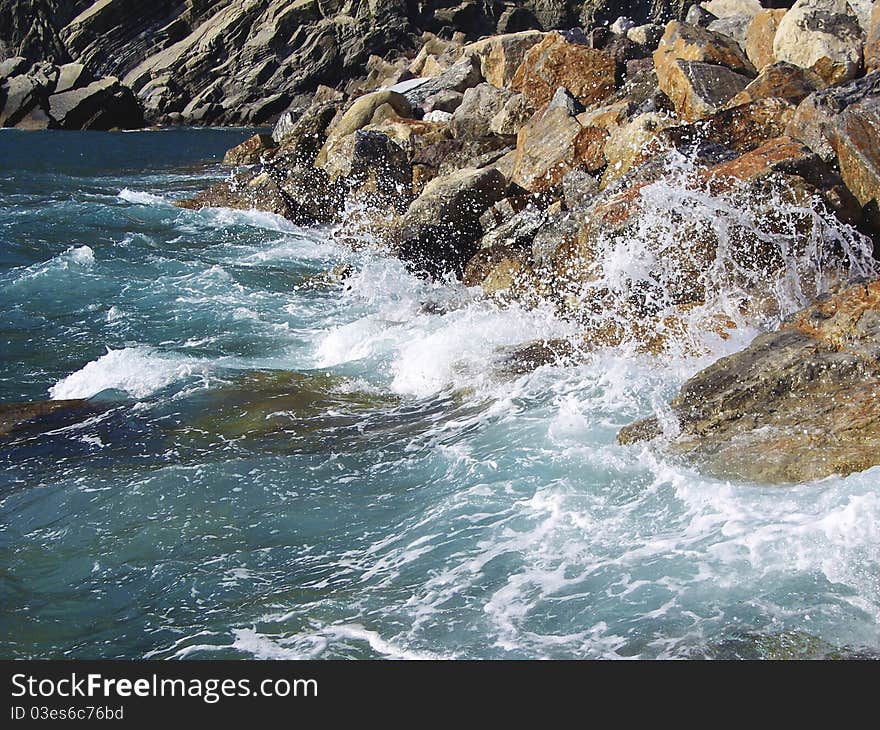 Cinque terre waves in Italy