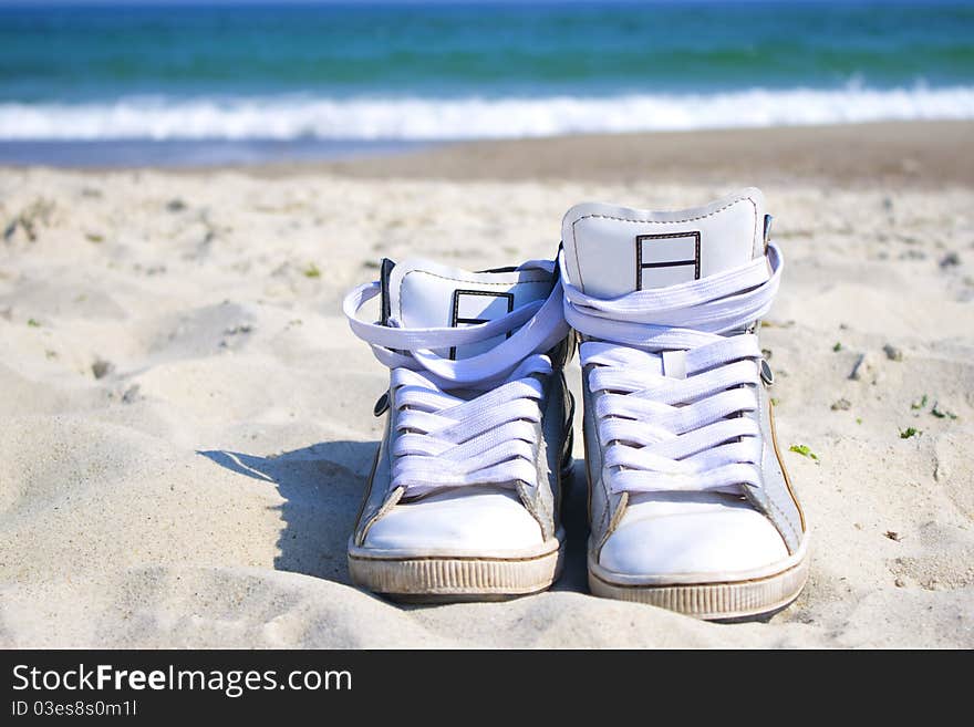 Sneakers on the beach