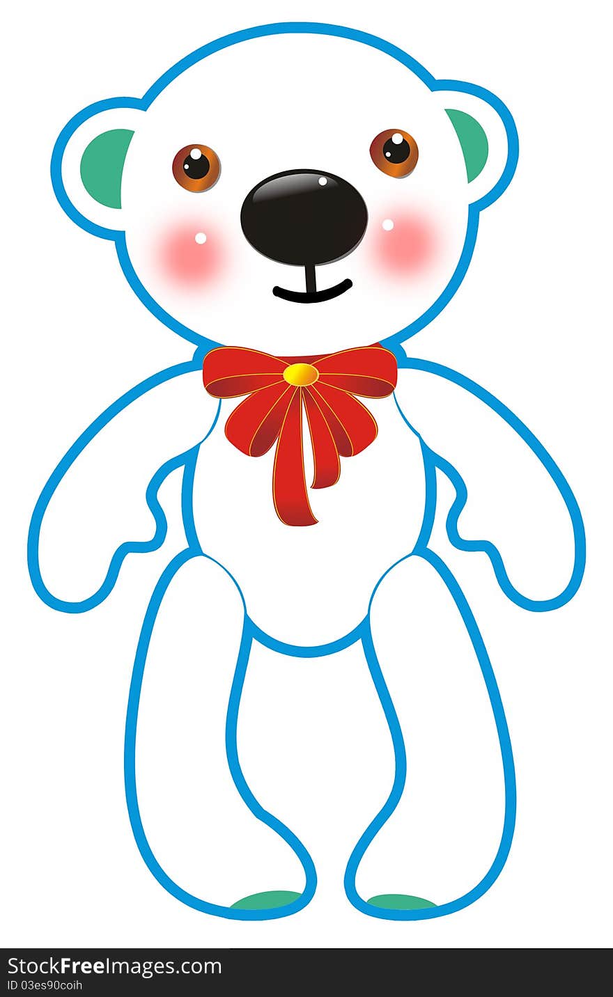 Cute white bear toy on a white background: isolated illustration