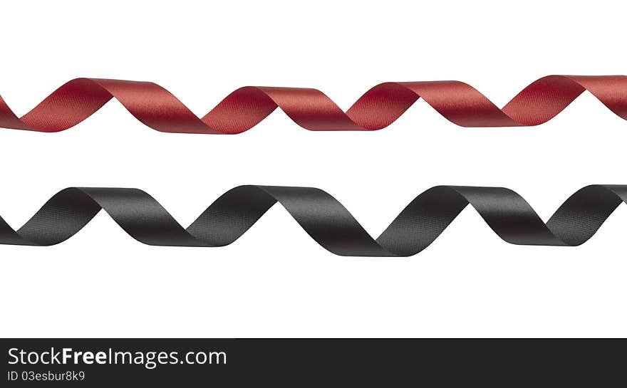 Red and black ribbon on white background