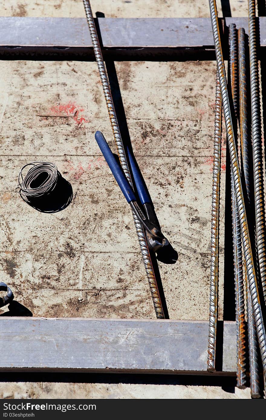 Detail of iron bars for building construction. Detail of iron bars for building construction