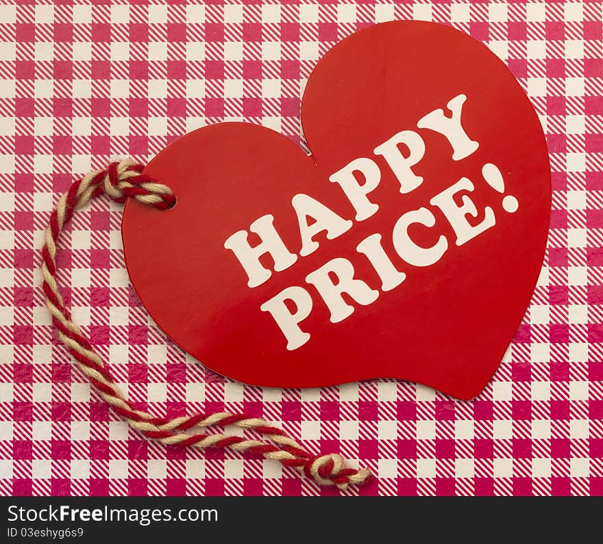 In the shape orf heart and happy price title. In the shape orf heart and happy price title