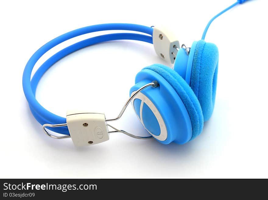 Blue headphones isolated on white background