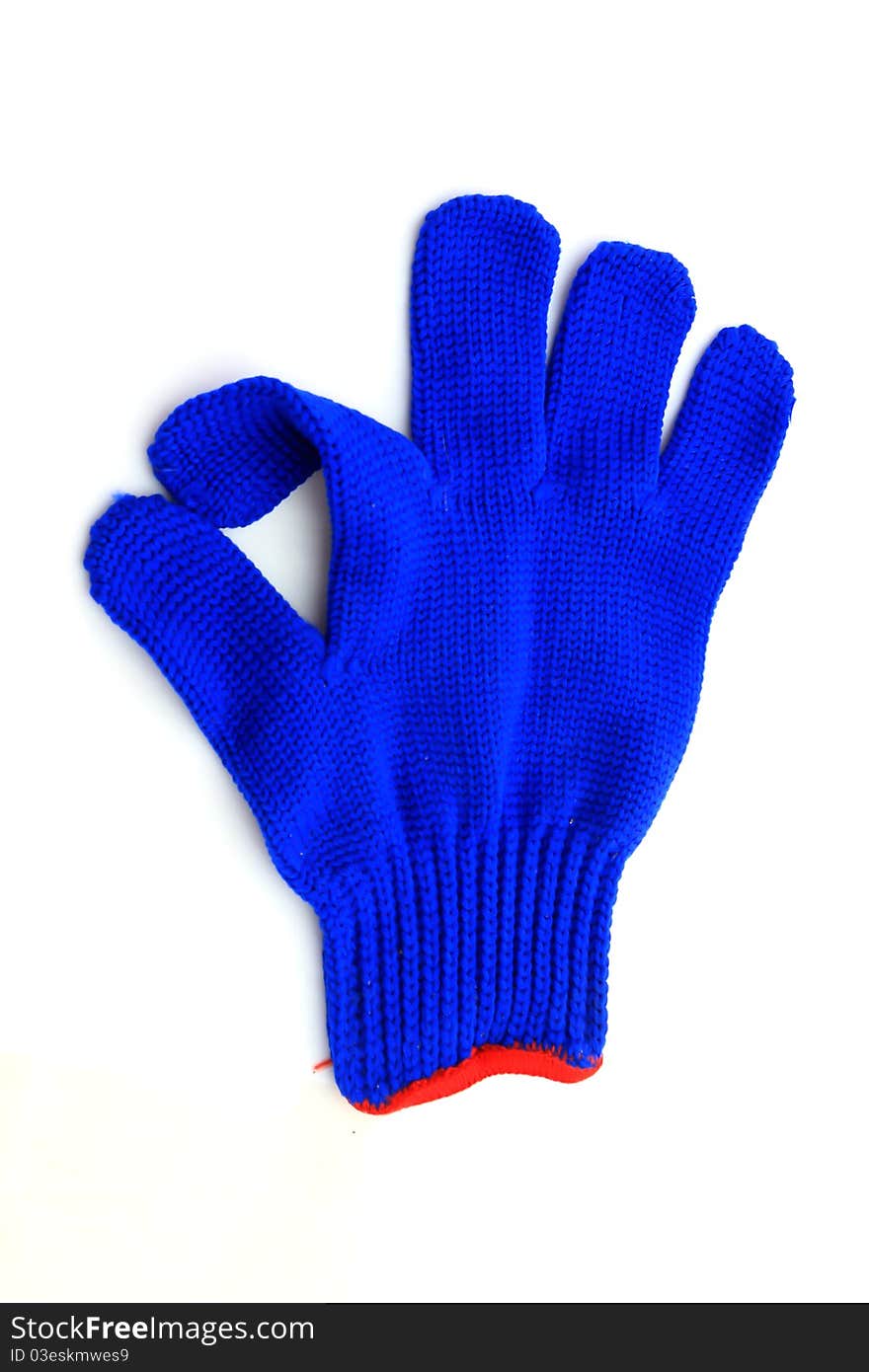 Glove yarn Display a signal it is OK on white background