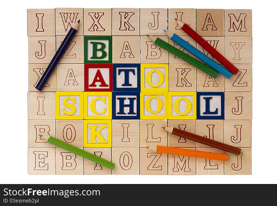 From wooden blocks made up the phrase back to school. From wooden blocks made up the phrase back to school.