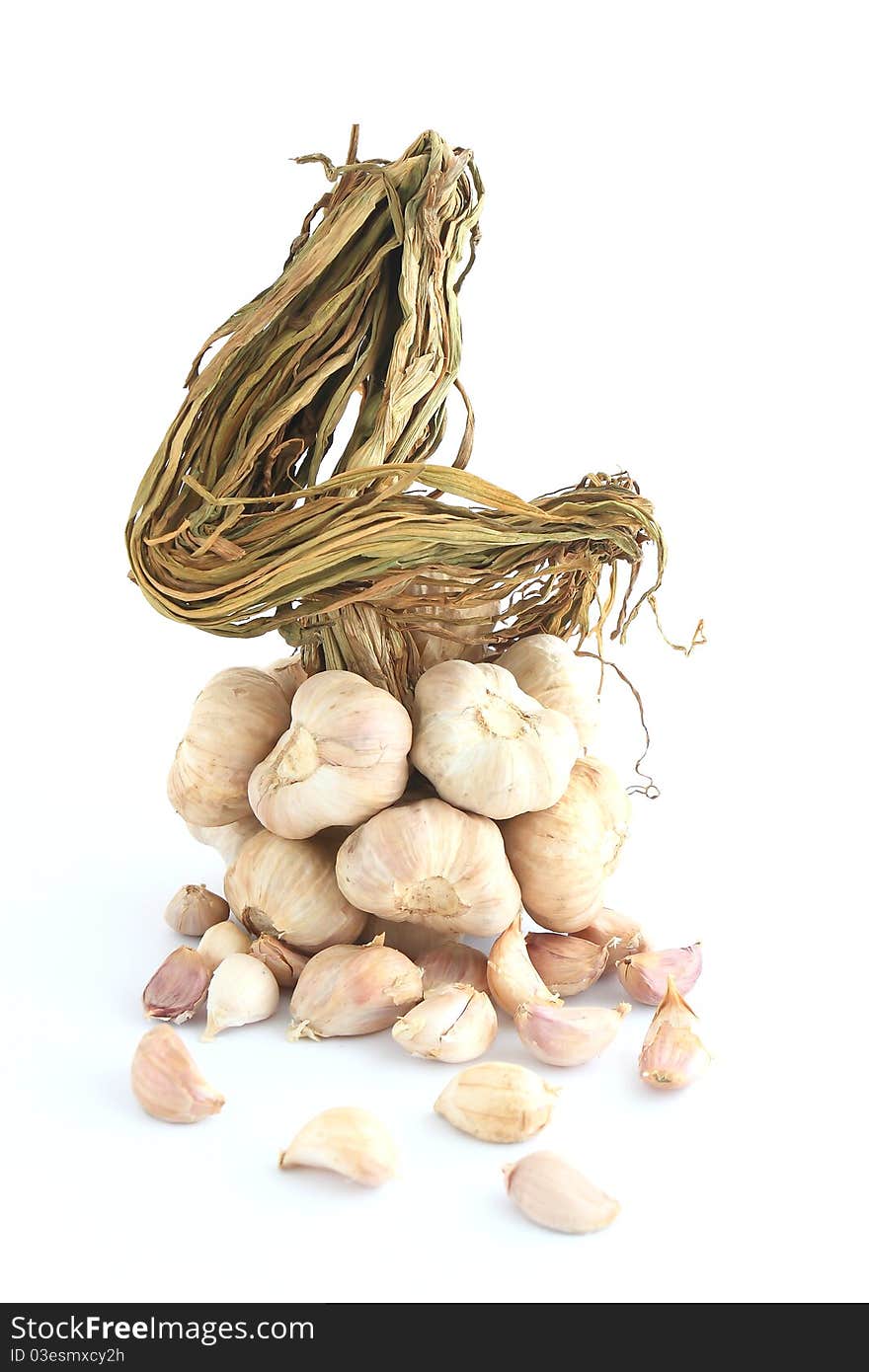 Ripe garlics isolated on a white background