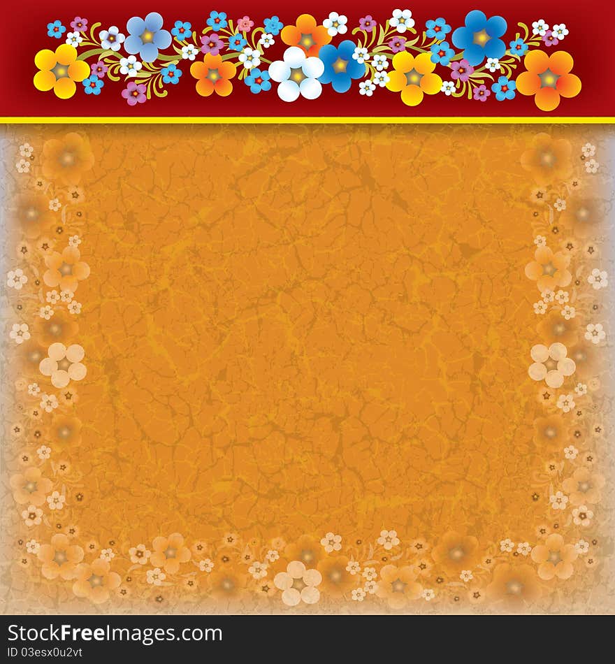 Abstract Grunge Background With Flowers