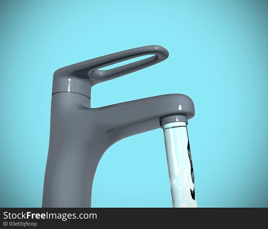 Modern stainless steel tap - this is 3d render illustration