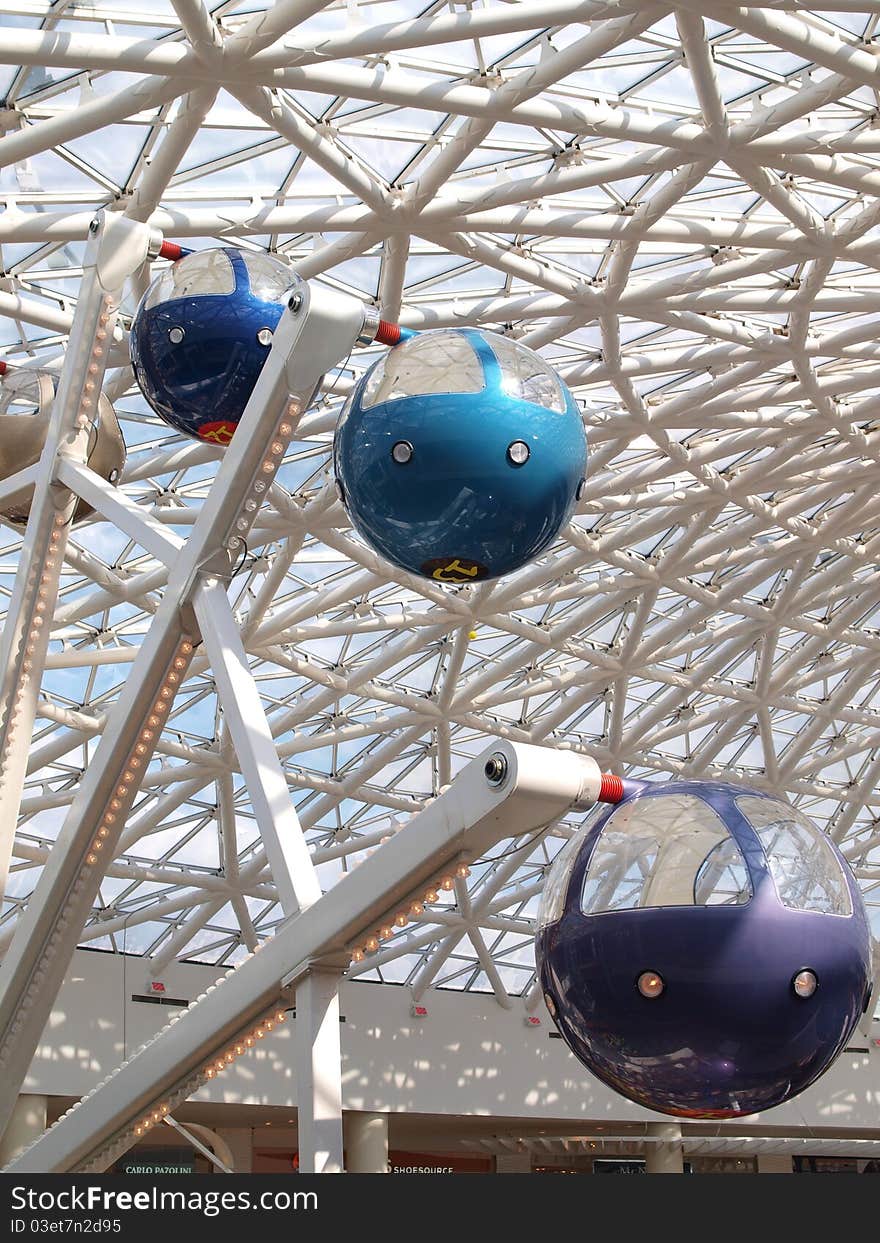 Ferris wheel indoors in an amusement park