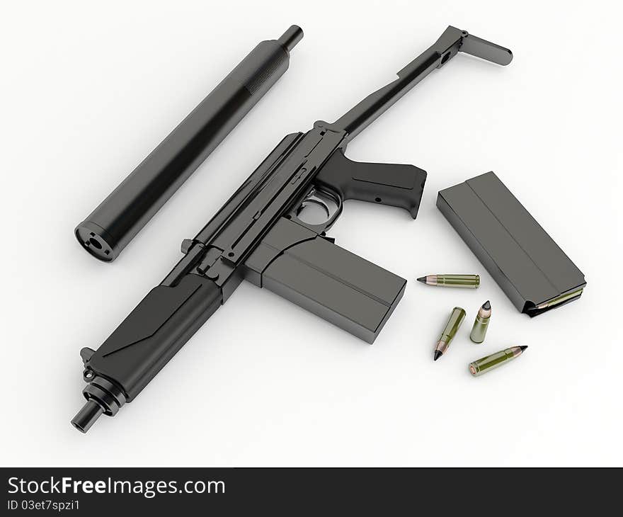 Compact submachine-gun 9a91 with silenced