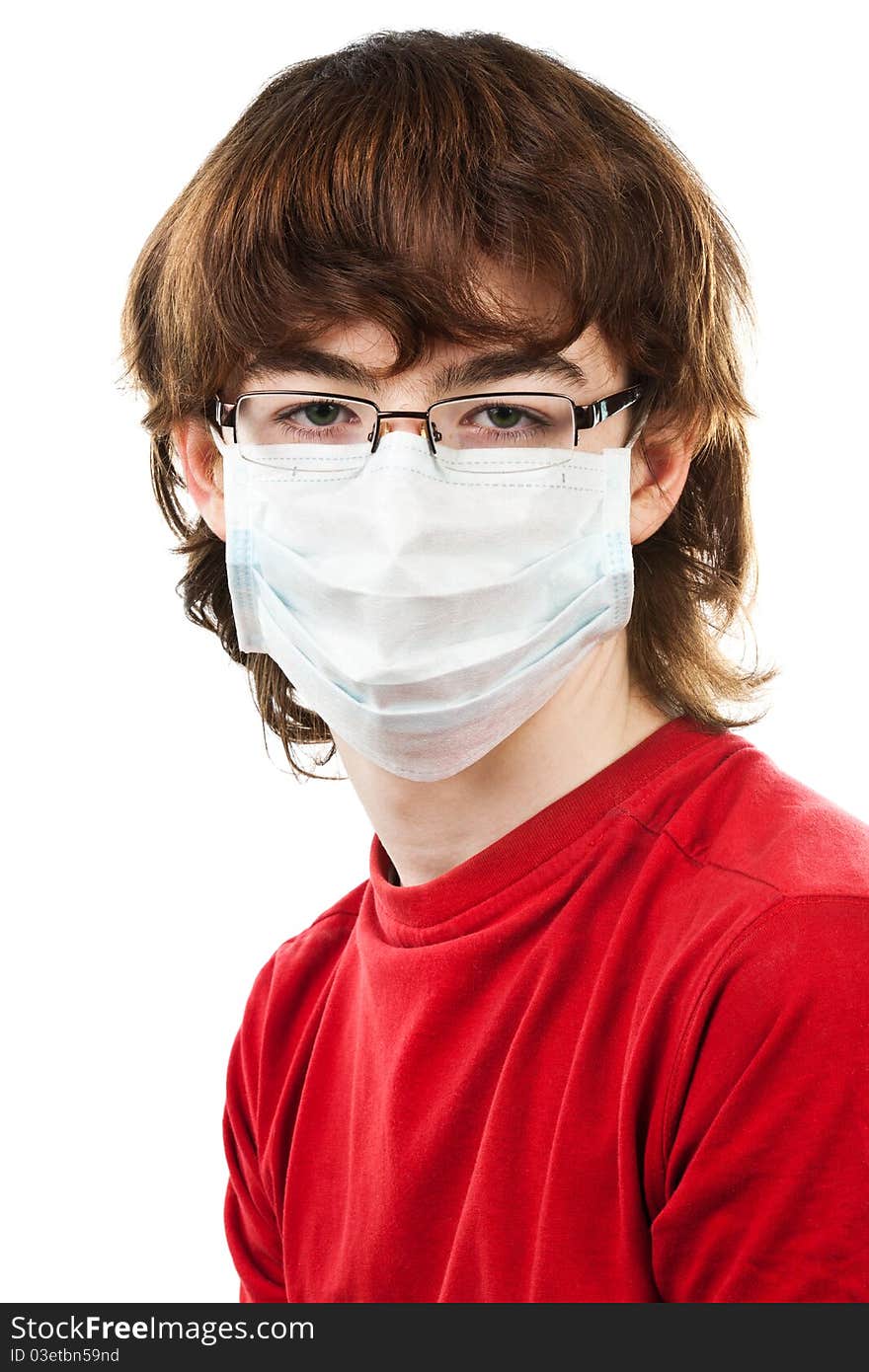 Teenager With Glasses And Mask