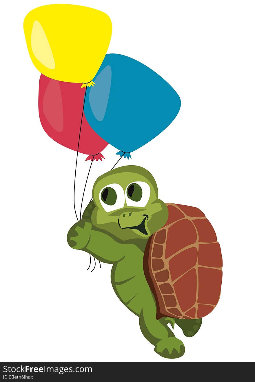 Turtle with balloons