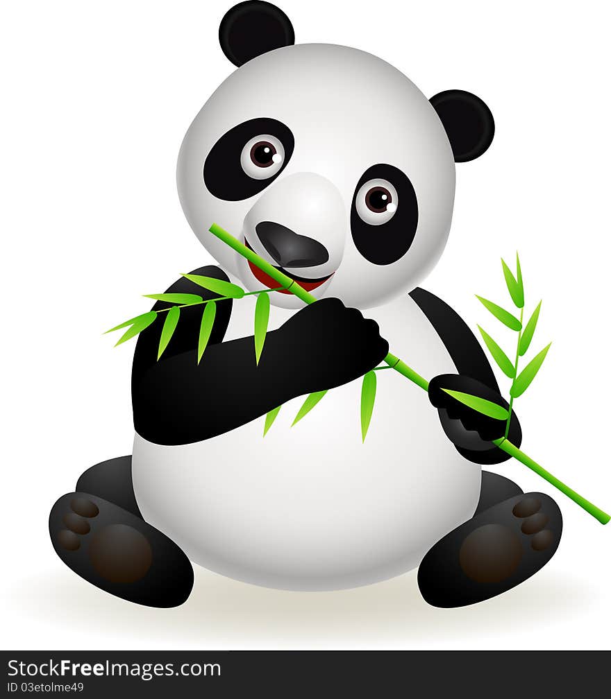 Cute panda eating bamboo