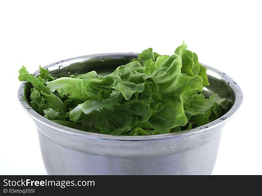 Fresh green lettuce on white background