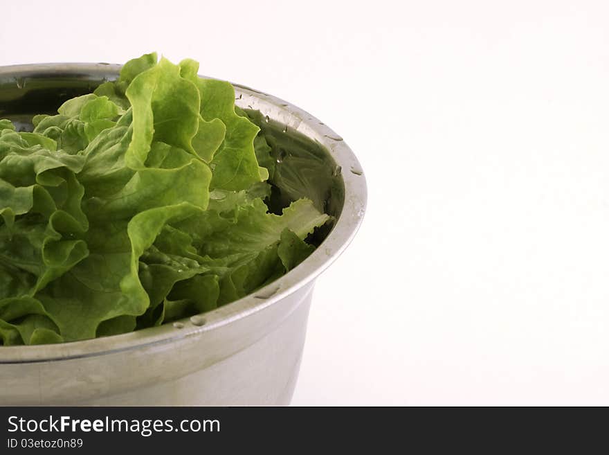 Fresh green lettuce on white background