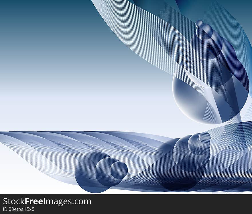 Abstract translucent waves on gradient background. Abstract translucent waves on gradient background