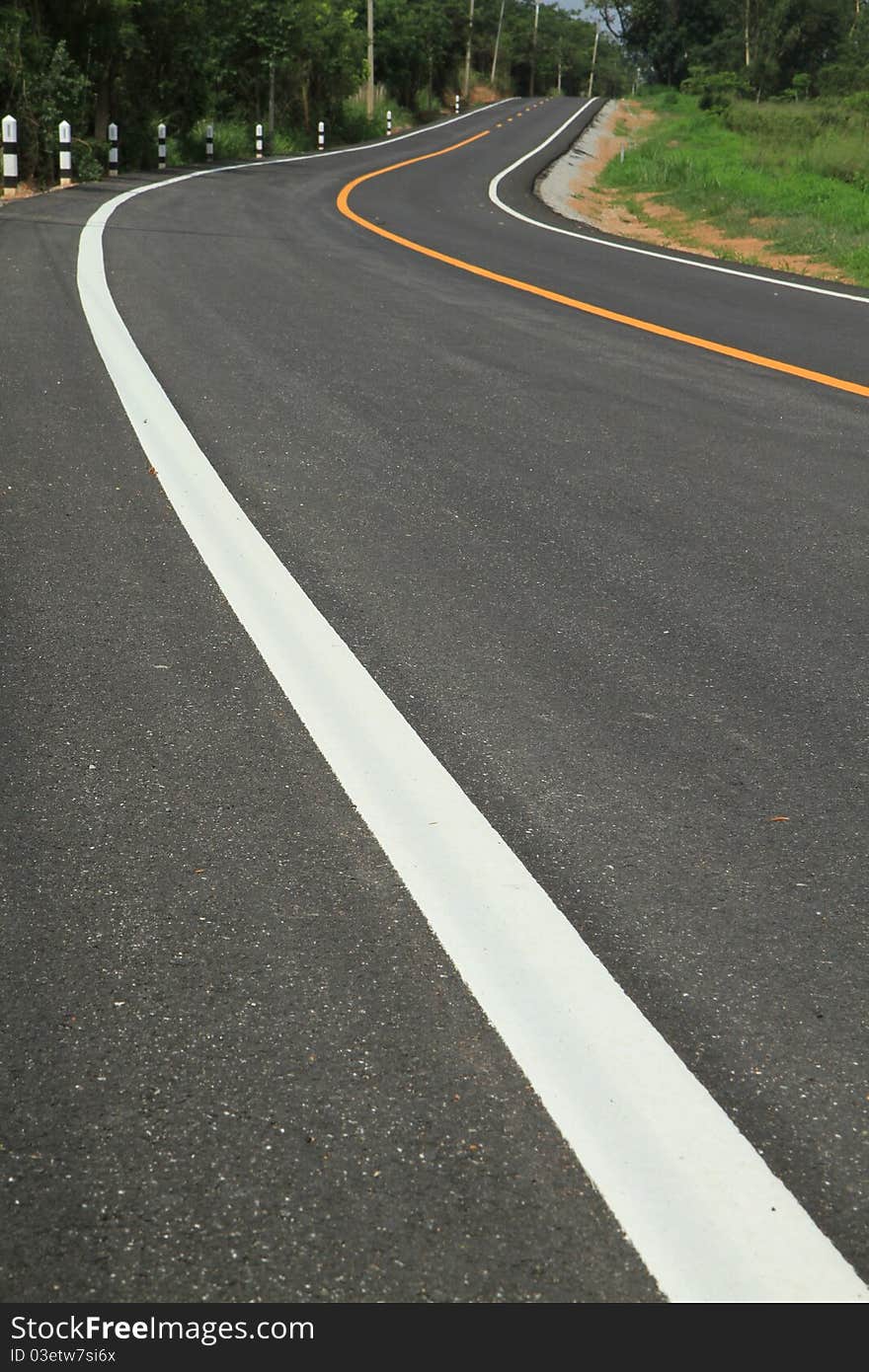 Asphalt empty street with traffic line