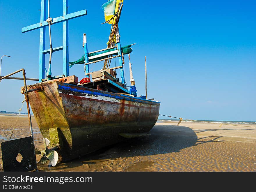 Fisherman Boat On The Sea Shore