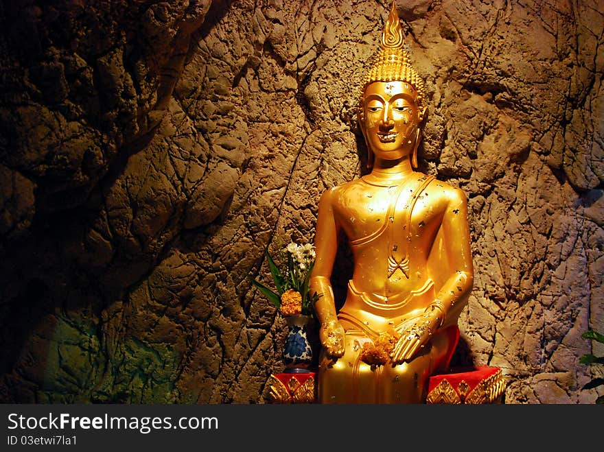 Image of Buddha in The Cave , Buddha Temple , Asia , Thailand