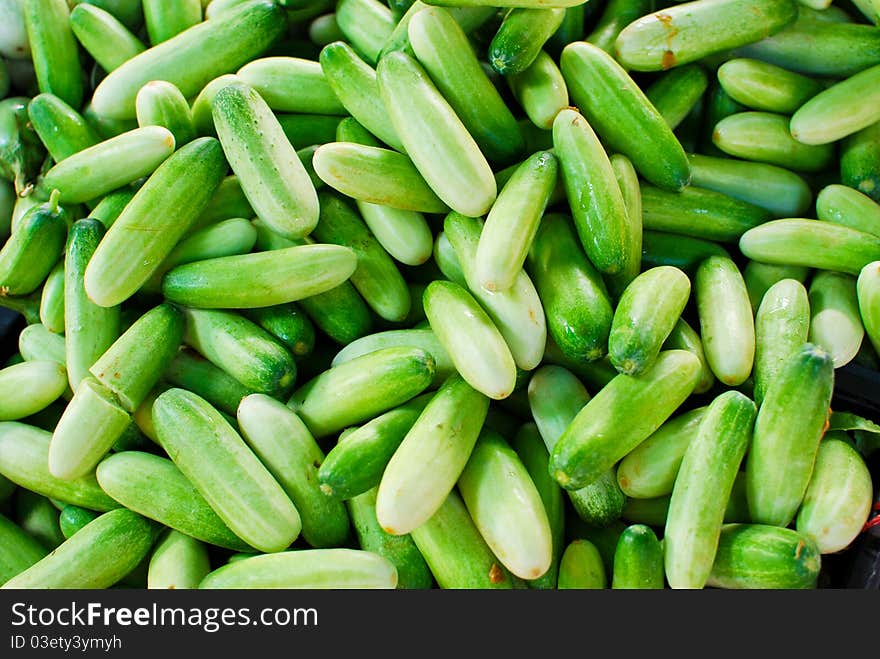 Fresh cucumber in market closeup background , Asia , Thailand