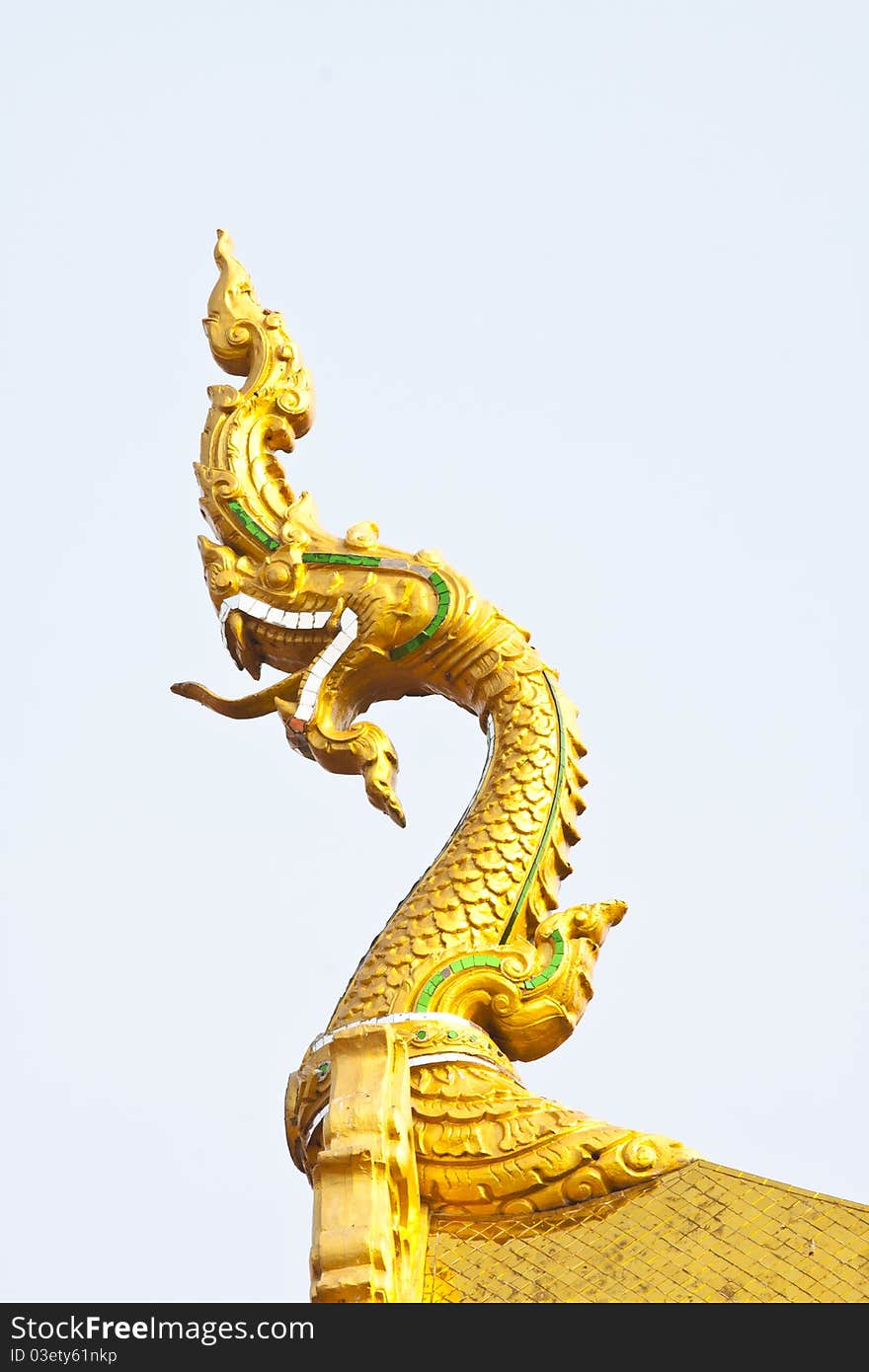 Statue king of nagas in front of buddhism temple, Chiangmai Province, Thailand