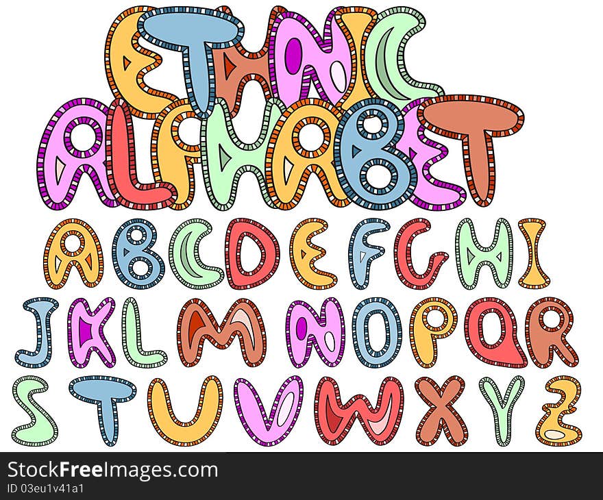 Ethnic bright letters of latin alphabet. Ethnic bright letters of latin alphabet