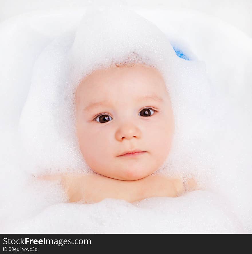 Baby taking a bath