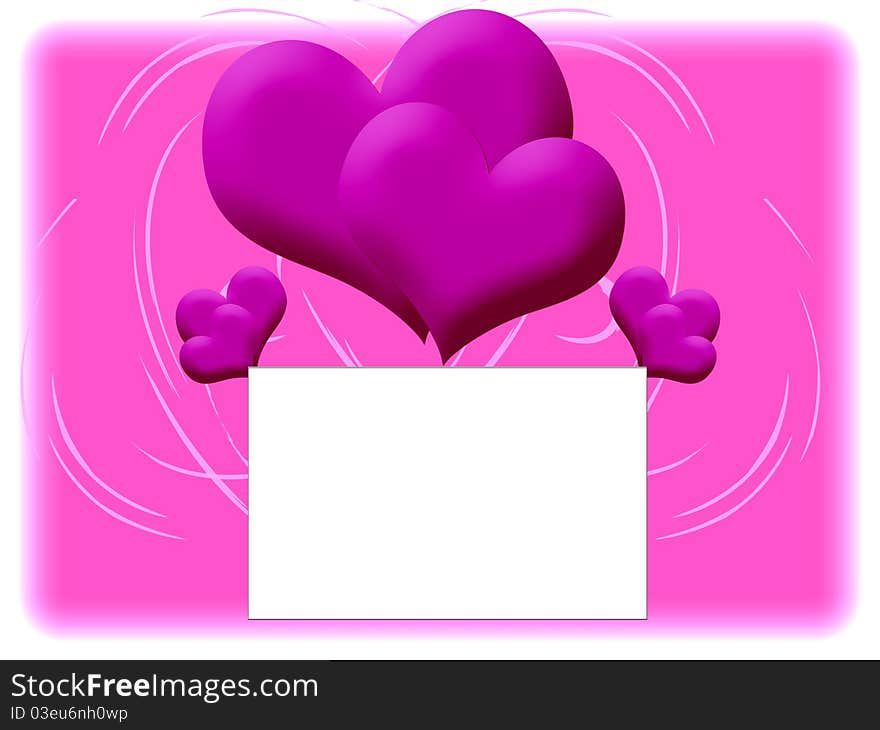 Pink background with double hearts