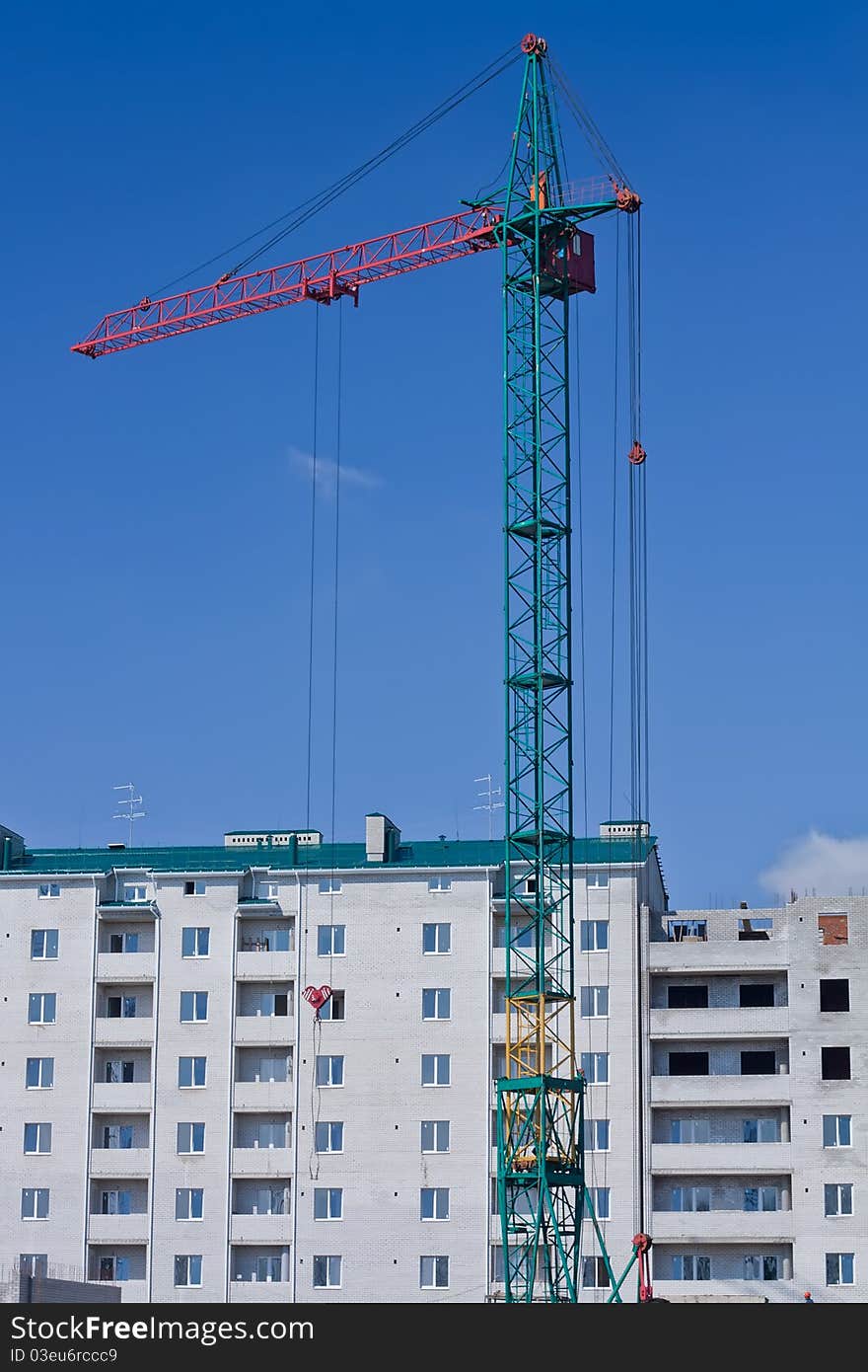 Construction of new brick high-rise building. Construction of new brick high-rise building