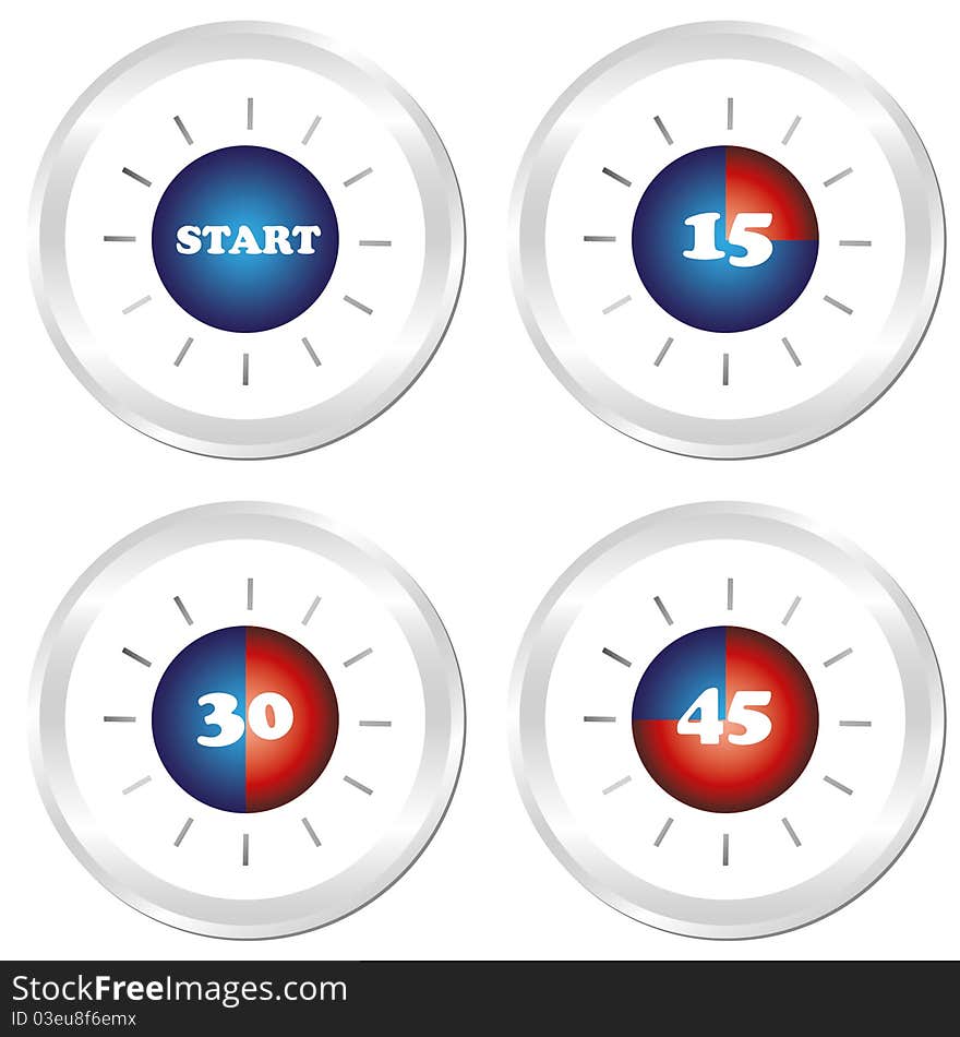 Timer. Set of four clock.