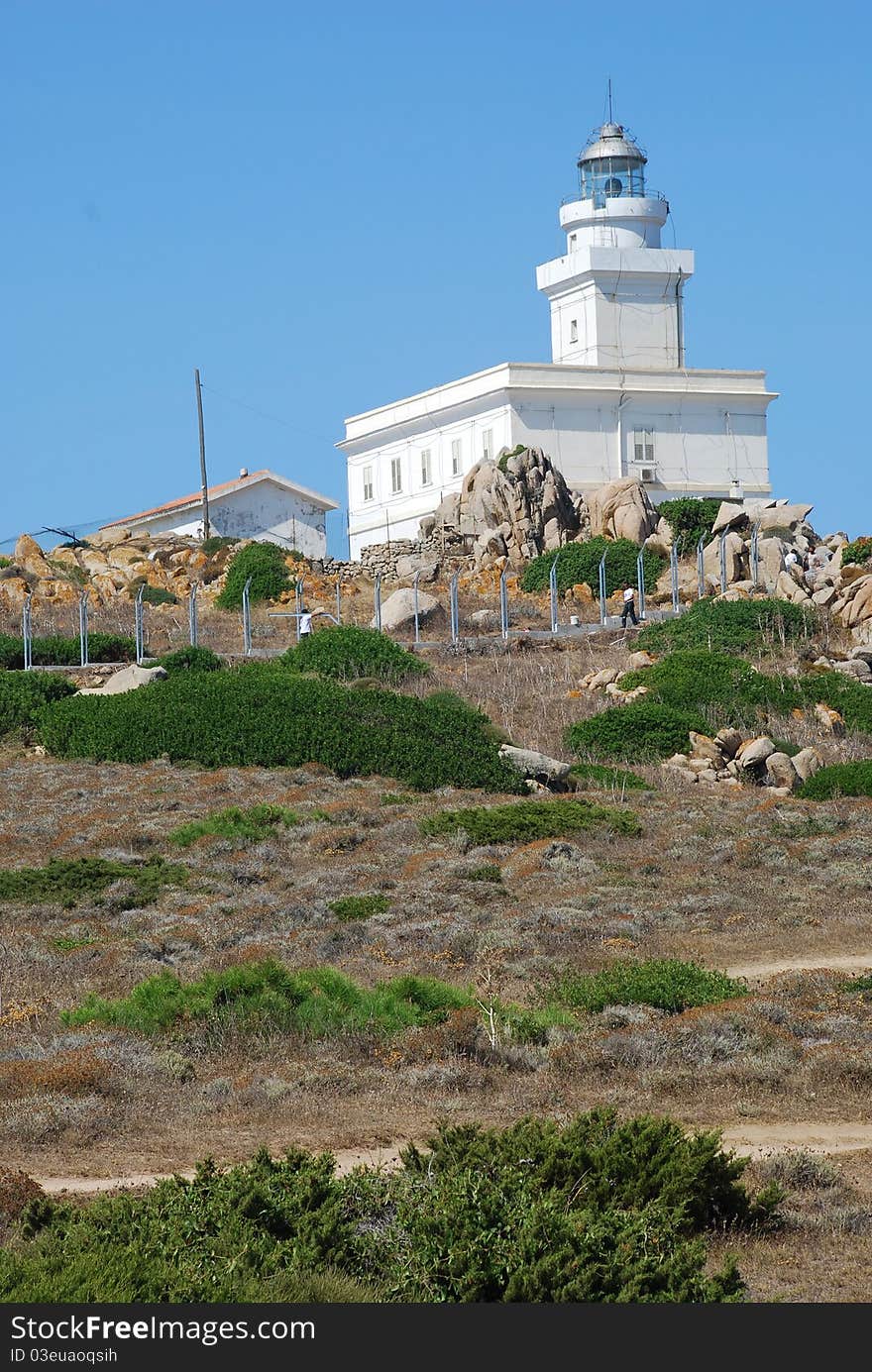 Lighthouse in the Capo Testa cape, the very North point of Sardegna Island. Lighthouse in the Capo Testa cape, the very North point of Sardegna Island