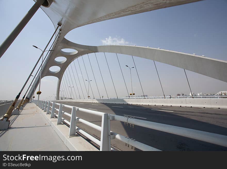 This is a modern steel bridge in Shanghai Pudong, is a very beautiful bridge,. This is a modern steel bridge in Shanghai Pudong, is a very beautiful bridge,