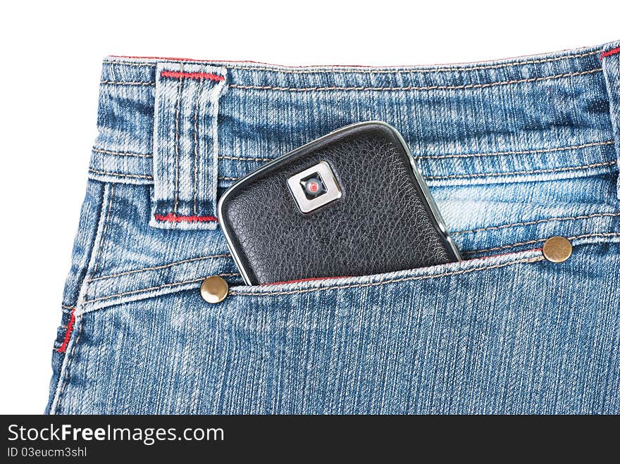 A phone in jeans pocket