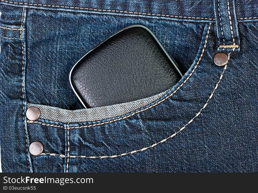 A phone in jeans pocket