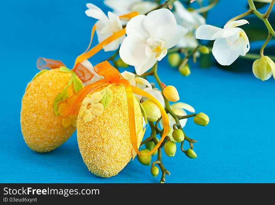 Beautiful decorative yellow Easter eggs