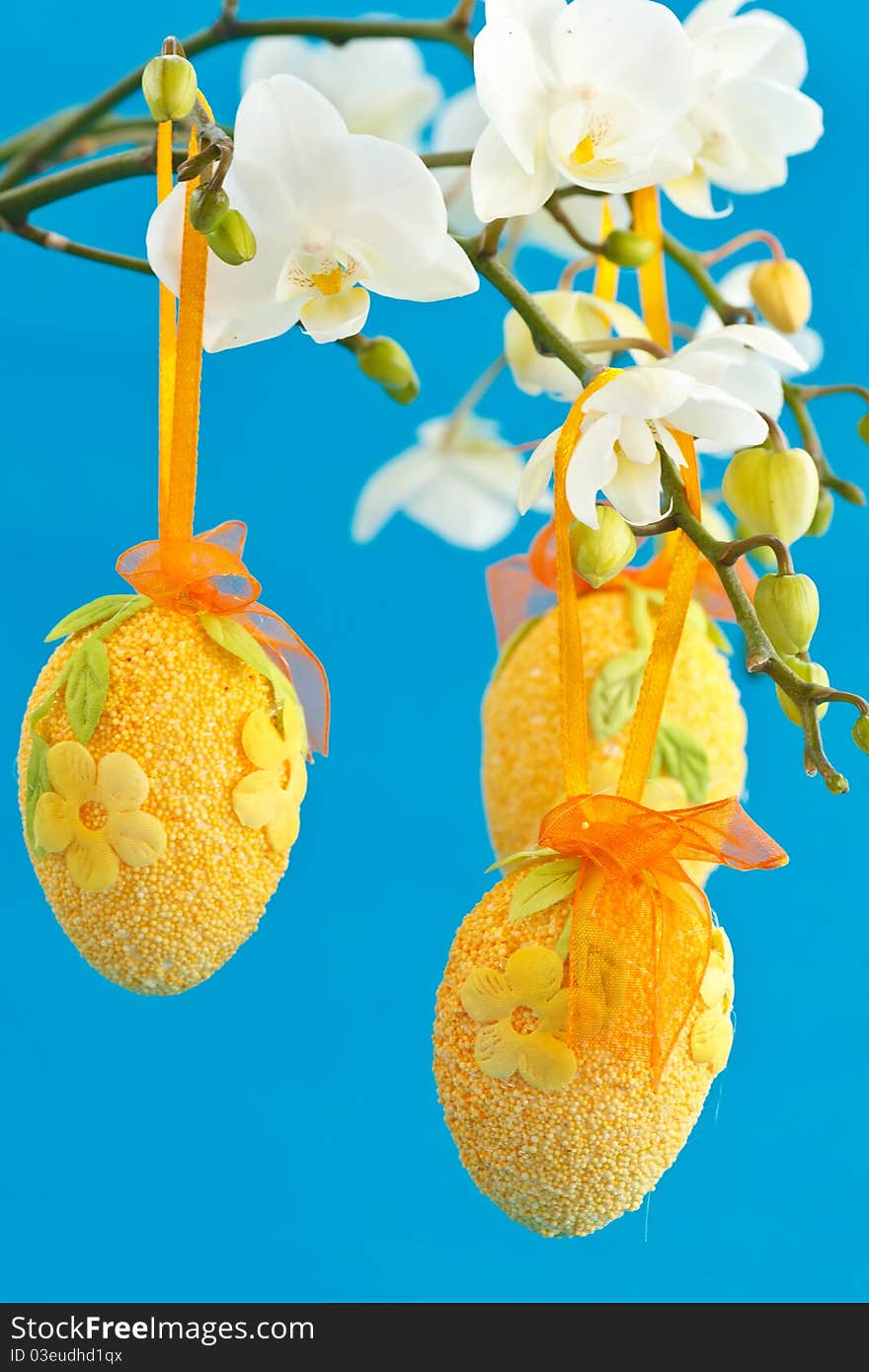 Beautiful decorative yellow Easter eggs