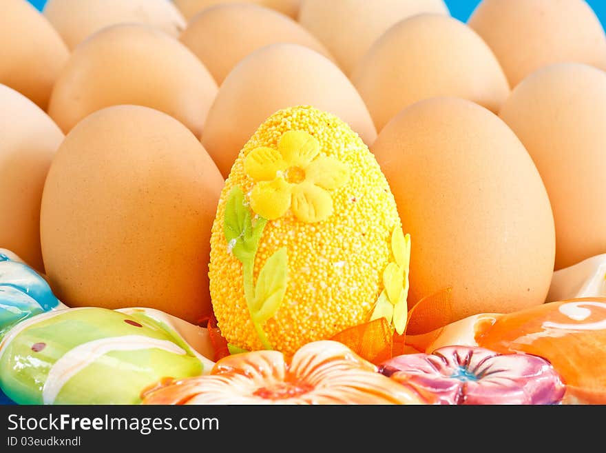 Beautiful decorative yellow Easter eggs