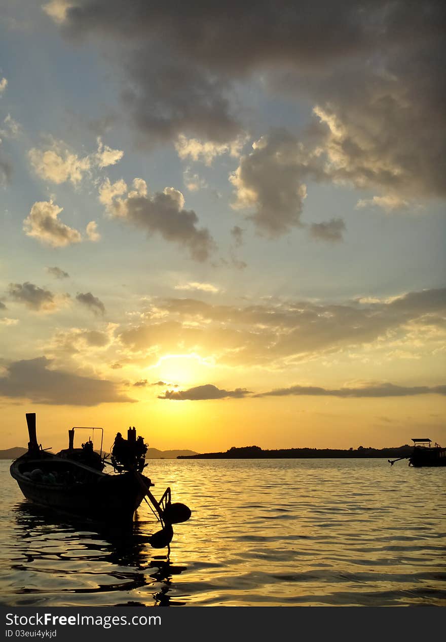 The evening sky with the sea. The evening sky with the sea