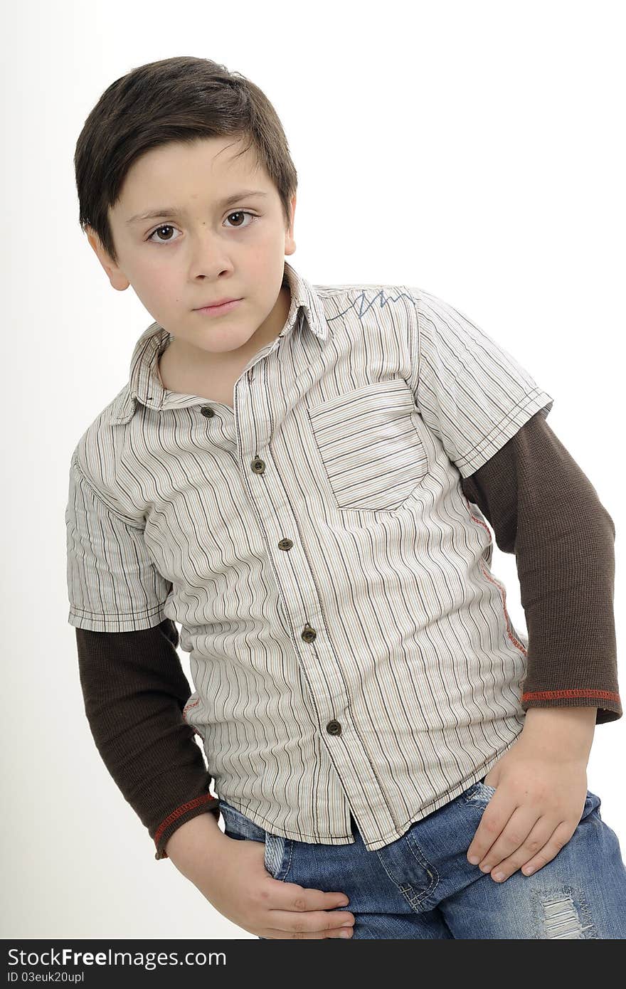 Cute school boy posing in studio. Cute school boy posing in studio