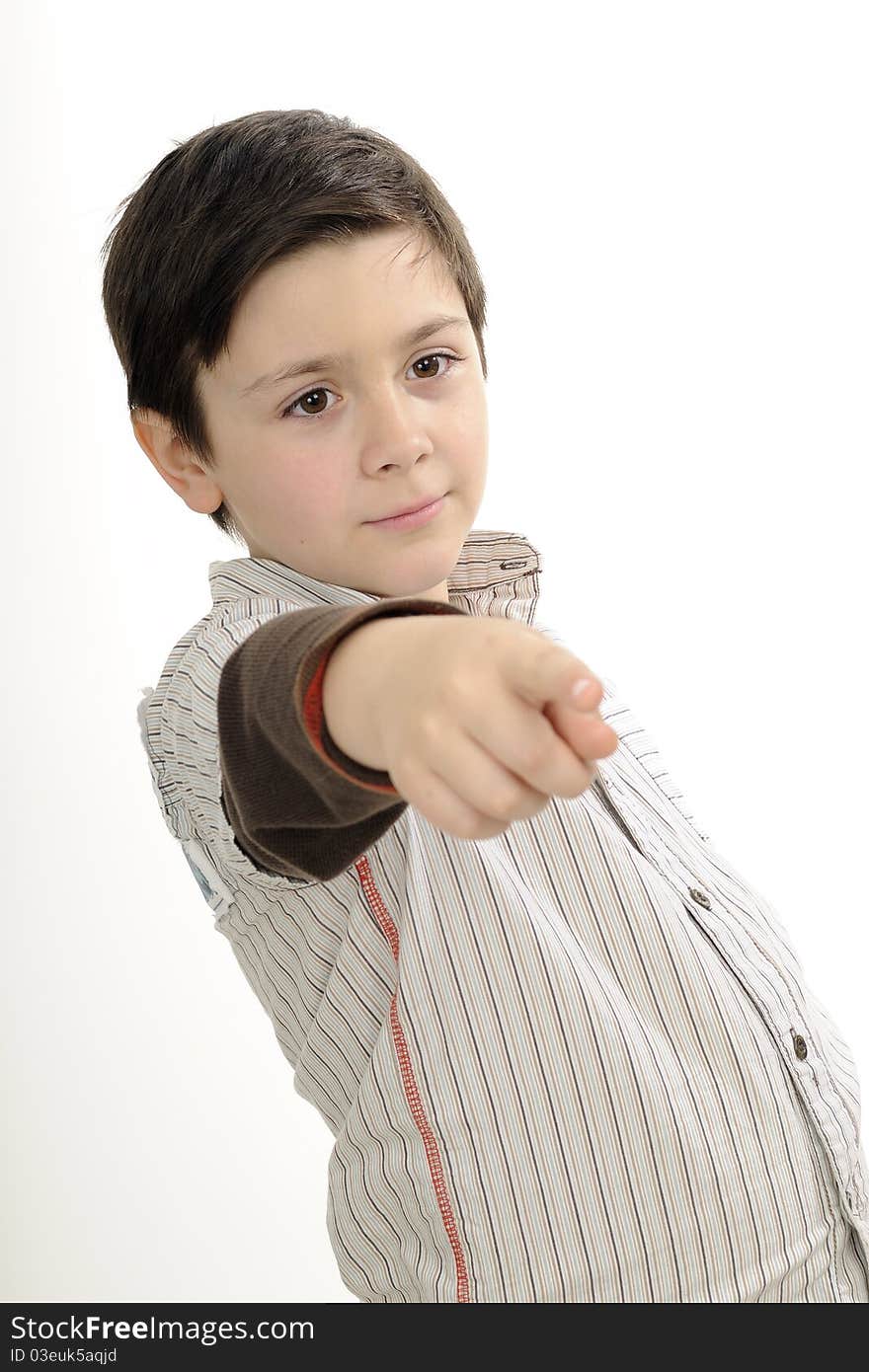 Boy Showing With Finger