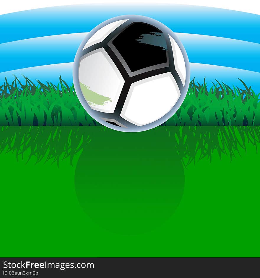 Soccer background with funny ball and grass. Soccer background with funny ball and grass.