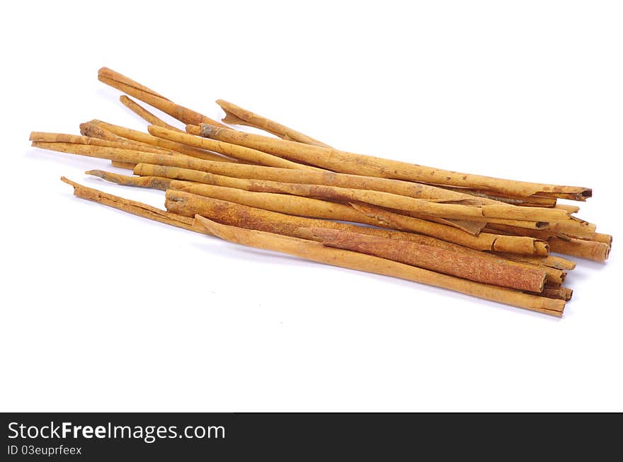 Cinnamon bark on a white background