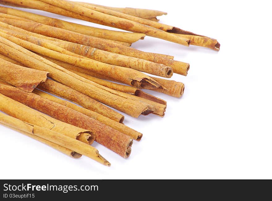 Cinnamon bark on a white background