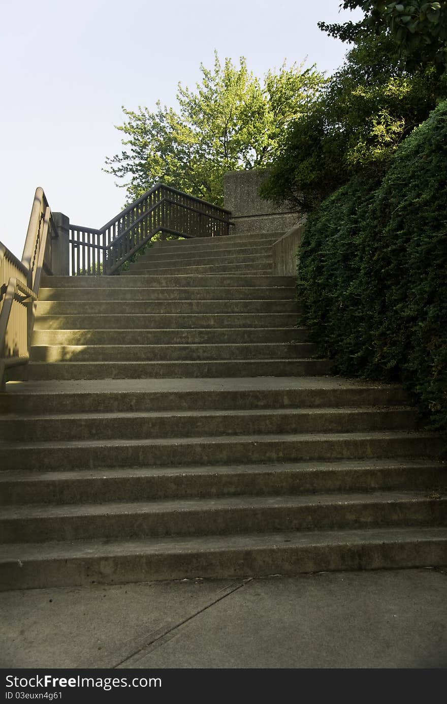 Downtown steps showing the effects of sunlight and shade.