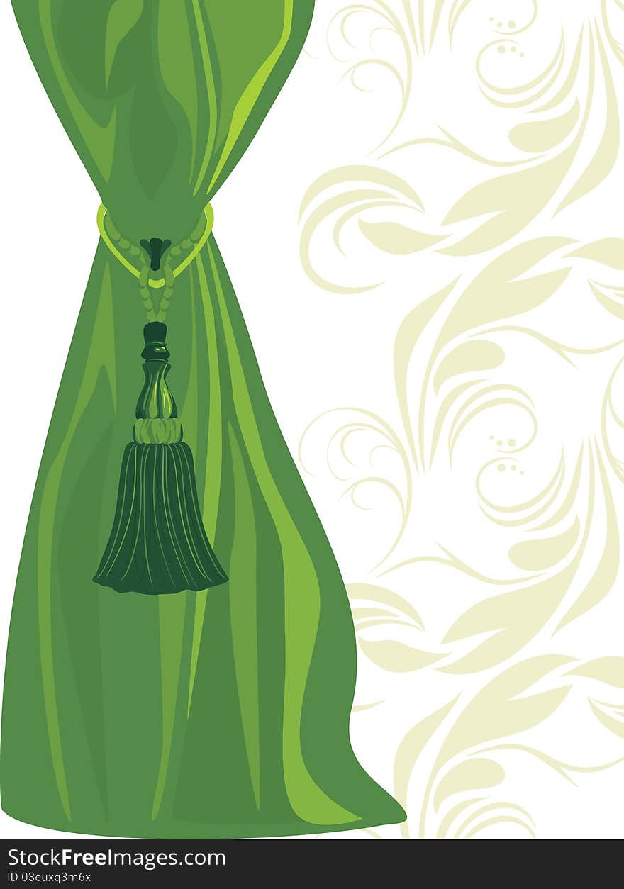 Green Portiere With Tassel