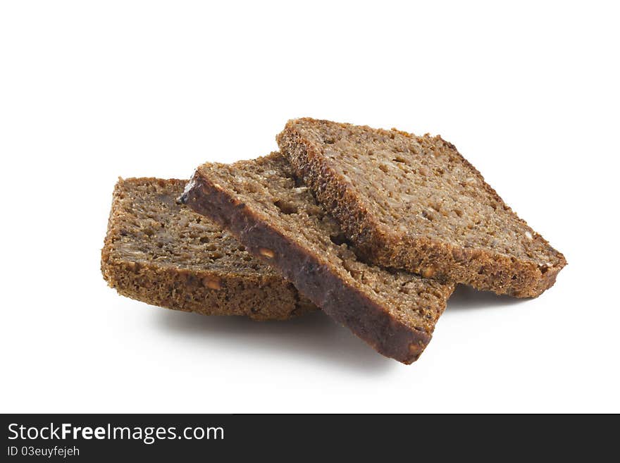 Some slices of bread on the isolated white background